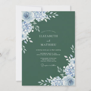 Waldgrüne ätherische Winterhochzeit Einladung