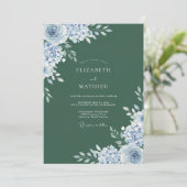 Waldgrüne ätherische Winterhochzeit Einladung (Stehend Vorderseite)