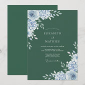 Waldgrüne ätherische Winterhochzeit Einladung (Vorne/Hinten)
