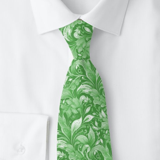 Waldgrüne botanische Batik Krawatte