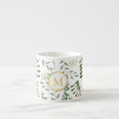 Waldgrüne botanische Blätter Espressotasse (Vorderseite)