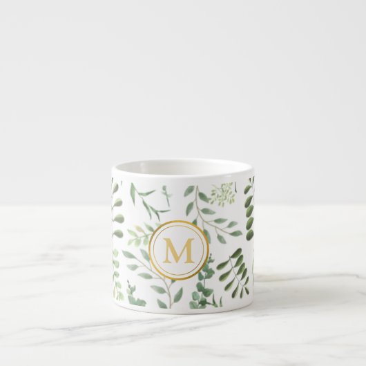 Waldgrüne botanische Blätter Espressotasse (Vorderseite)