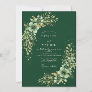 Waldgrüne botanische Hochzeit im sylvanischen Stil Einladung