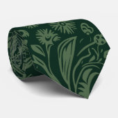 Waldgrüne botanische Krawatte | Paisley-Schlips (Gerollt)