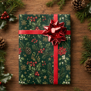 Waldgrüne Botanische Stechpalme Weihnachten Ferien Geschenkpapier