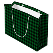 Waldgrüne Buffalo-Karo-Weihnachtsbögen Große Geschenktüte (Rückseite Schrägansicht)