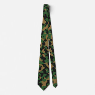 Waldgrüne Camouflage in Olive Brown und Holzkohle Krawatte