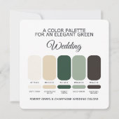 Waldgrüne Champagner-Hochzeitsfarbpalette Karte (Rückseite)