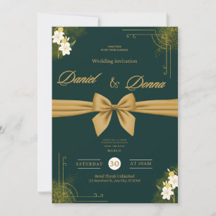 Waldgrüne Efeu-Ornament-Hochzeitseinladung Einladung