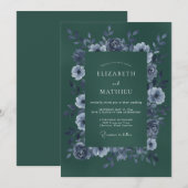 Waldgrüne elegante Winterhochzeit Einladung (Vorne/Hinten)