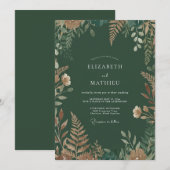 Waldgrüne Erdig-holzige Hochzeit Einladung (Vorne/Hinten)
