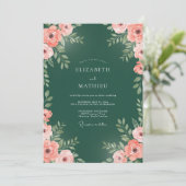 Waldgrüne exquisite Rosenhochzeit Einladung (Stehend Vorderseite)