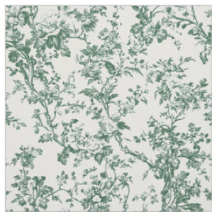 Waldgrüne Floral-Toile Stoff