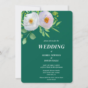Waldgrüne florale Hochzeitseinladung Einladung