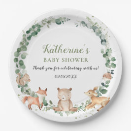 Waldgrüne Gender Neutral Baby Dusche  Pappteller