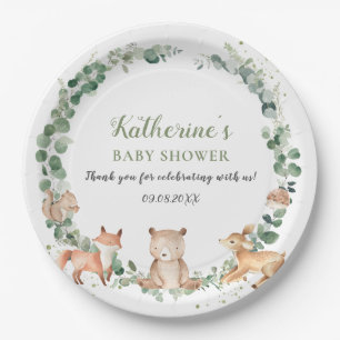 Waldgrüne Gender Neutral Baby Dusche Pappteller
