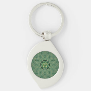 Waldgrüne geometrische Blume Schlüsselanhänger