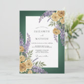 Waldgrüne goldene Rosenhochzeit Einladung (Stehend Vorderseite)
