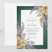 Waldgrüne goldene Rosenhochzeit Einladung (Vorne/Hinten)