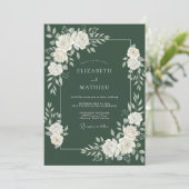 Waldgrüne große Winterhochzeit Einladung (Stehend Vorderseite)