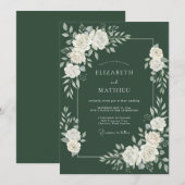 Waldgrüne große Winterhochzeit Einladung (Vorne/Hinten)