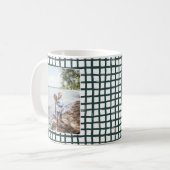 Waldgrüne Handzeichnung Kariertes Muster 2 Foto Kaffeetasse (Vorderseite Links)