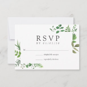 Waldgrüne Hochzeit RSVP Karte
