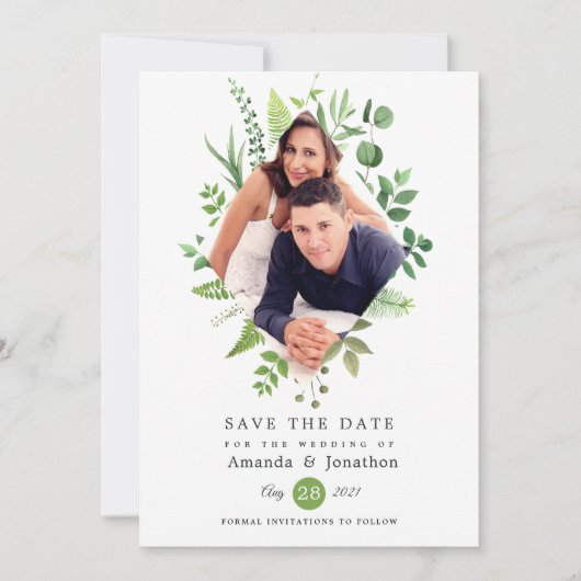 Waldgrüne Hochzeit Save The Date (Vorderseite)
