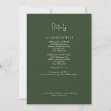 Waldgrüne Hochzeitsdetails Beilage