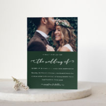 Waldgrüne Hochzeitskalligrafie und Foto