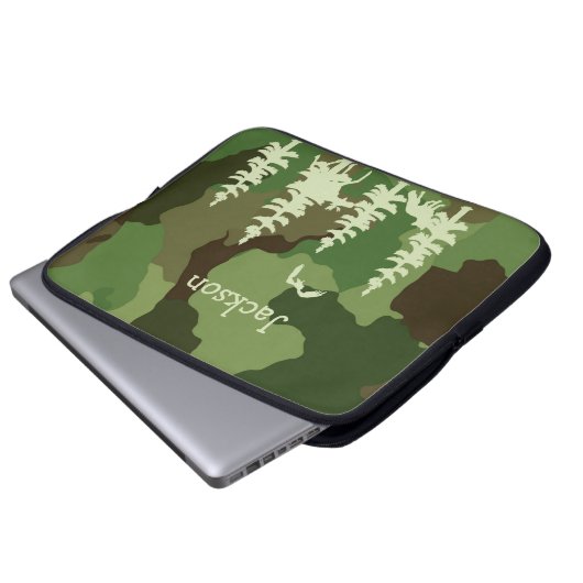 Waldgrüne Jäger tarnen sich und drucken wild leben Laptopschutzhülle (Vorne Knopf)