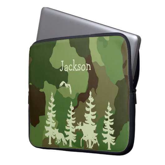 Waldgrüne Jäger tarnen sich und drucken wild leben Laptopschutzhülle (Vorderseite Links)