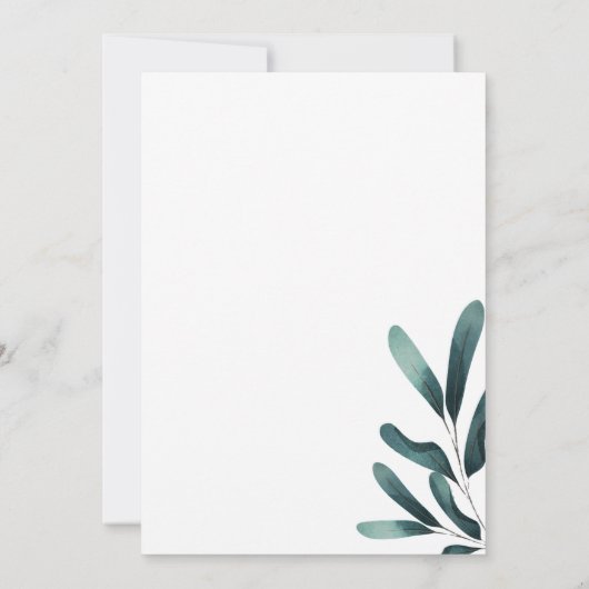 Waldgrüne Kalligrafie Eukalyptus Save the Date Einladung (Rückseite)