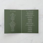 Waldgrüne Kalligrafie-Hochzeitsprogramm gefaltet Programm (Innenseite)