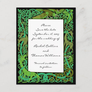 Waldgrüne keltische Save-the-Date-Ankündigung Einladung