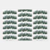 Waldgrüne Kiefer Weihnachtswald Geschenkpapier Set (Vorderseite)
