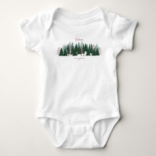 Waldgrüne Kiefern Natur Weihnachten Urlaub Baby Strampler