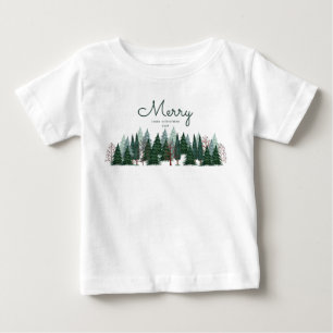 Waldgrüne Kiefern Natur Weihnachten Urlaub Baby T-shirt