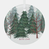 Waldgrüne Kiefernbäume Weihnachten Urlaub Natur C Ornament Aus Glas (Vorderseite)