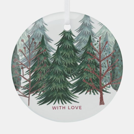Waldgrüne Kiefernbäume Weihnachten Urlaub Natur C Ornament Aus Glas (Vorderseite)