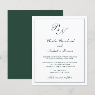 Waldgrüne klassische elegante Budget-Hochzeitseinl