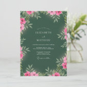 Waldgrüne lebendige florale Hochzeit Einladung (Stehend Vorderseite)