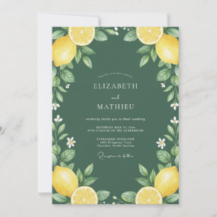 Waldgrüne lebhafte mediterrane Hochzeit Einladung