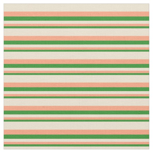 Waldgrüne, leichte Lachs und beige farbige Leinen Stoff (Nahaufnahme)