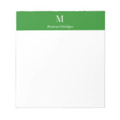 Waldgrüne Luxus-Personalisierung Name Monogramm Notizblock (Vorderseite)