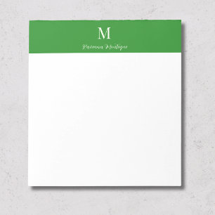 Waldgrüne Luxus-Personalisierung Name Monogramm Notizblock