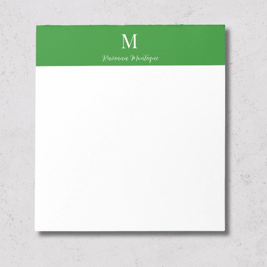 Waldgrüne Luxus-Personalisierung Name Monogramm Notizblock