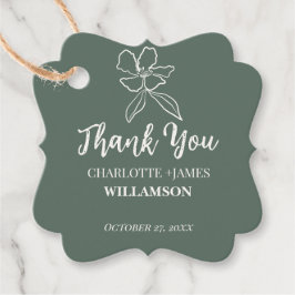 Waldgrüne Minimalblumen-Gastgeschenke Hochzeiten Geschenkanhänger