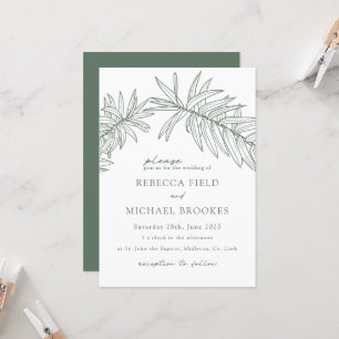 Waldgrüne Minimalistische botanische Hochzeit Einladung