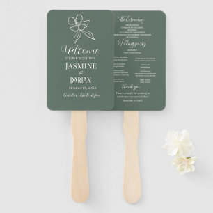 Waldgrüne minimalistische florale Hochzeit Fächer
